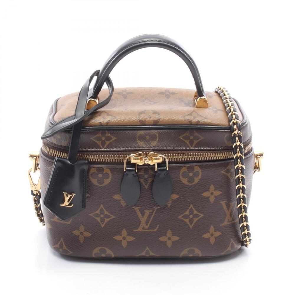 Louis Vuitton Vanity NV Handbag Canvas Leather Monogram Reverse Brown Black